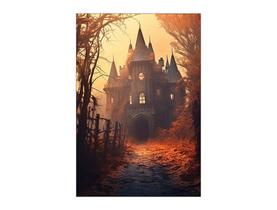 Painel De Festa Vertical 1,50 x 2,20 - Halloween Castelo 038