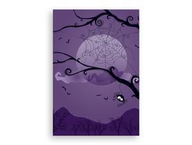 Painel De Festa Vertical 1,50 x 2,20 - Halloween Roxo Listrado Castelo Assombrado 018