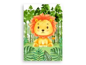 Painel De Festa Vertical 1,50 x 2,20 - Leão Aquarela na Floresta 070
