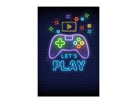 Painel De Festa Vertical 1,50 x 2,20 - Let's Play Console Efeito Neon 019