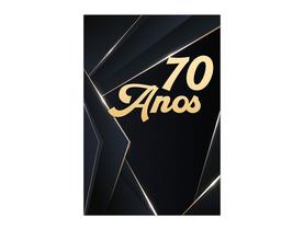 Painel De Festa Vertical 1,50 x 2,20 - Masculino Preto e Dourado 70 Anos 228