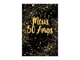 Painel De Festa Vertical 1,50 x 2,20 - Meus 50 Anos Dourado 028