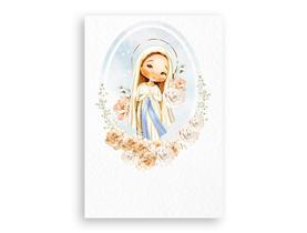 Painel De Festa Vertical 1,50 x 2,20 - Nossa Senhora de Lourdes Branco Floral 033