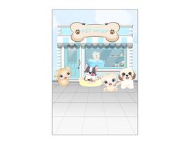 Painel De Festa Vertical 1,50 x 2,20 - Pet Shop Azul 005