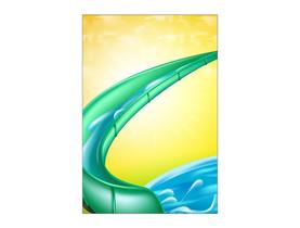 Painel De Festa Vertical 1,50 x 2,20 - Piscina Tobogã Verde 012