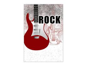 Painel De Festa Vertical 1,50 x 2,20 - Rock And Roll Guitarra Vermelha 022