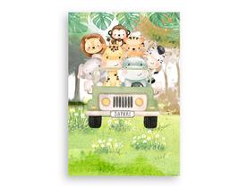 Painel De Festa Vertical 1,50 x 2,20 - Safari no Bosque Todos Carrinho 006
