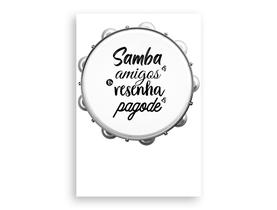 Painel De Festa Vertical 1,50 x 2,20 - Samba Pagode Pandeiro Cinza 015