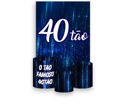 Painel De Festa Vertical 1,50 x 2,20 + Trio De Capas Cilindro - 40 Anos 40TÃO Azul 096