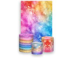 Painel De Festa Vertical 1,50 x 2,20 Trio De Capas Cilindro, Arco Íris Efeito Glitter 105 Painel De Festa Vertical 1,50 x 2,20 Trio De Capas Cilindro, Arco Íris Efeito Glitter 105