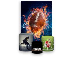 Painel De Festa Vertical 1,50 x 2,20 + Trio De Capas Cilindro - Bola de Futebol Americano 008