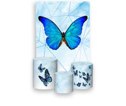 Painel De Festa Vertical 1,50 x 2,20 + Trio De Capas Cilindro - Borboleta Azul Céu Aquarela 001 Painel De Festa Vertical 1,50 x 2,20 + Trio De Capas Cilindro - Borboleta Azul Céu Aquarela 001