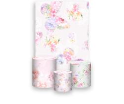 Painel De Festa Vertical 1,50 x 2,20 + Trio De Capas Cilindro - Borboleta e Flores Rosa e Lilás 037 Painel De Festa Vertical 1,50 x 2,20 + Trio De Capas Cilindro - Borboleta e Flores Rosa e Lilás 037