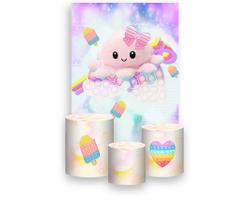 Painel De Festa Vertical 1,50 x 2,20 + Trio De Capas Cilindro - Brinquedo Bolha Pop It Polvo 003 Painel De Festa Vertical 1,50 x 2,20 + Trio De Capas Cilindro - Brinquedo Bolha Pop It Polvo 003