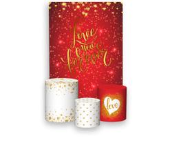 Painel De Festa Vertical 1,50 x 2,20 + Trio De Capas Cilindro - Casamento Vermelho e Dourado 003 Painel De Festa Vertical 1,50 x 2,20 + Trio De Capas Cilindro - Casamento Vermelho e Dourado 003