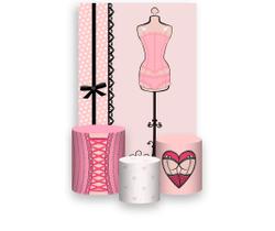 Painel De Festa Vertical 1,50 x 2,20 + Trio De Capas Cilindro - Chá de Lingerie Renda 004 Painel De Festa Vertical 1,50 x 2,20 + Trio De Capas Cilindro - Chá de Lingerie Renda 004