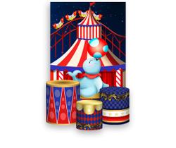 Painel De Festa Vertical 1,50 x 2,20 + Trio De Capas Cilindro - Circo Foca Cute 027 Painel De Festa Vertical 1,50 x 2,20 + Trio De Capas Cilindro - Circo Foca Cute 027