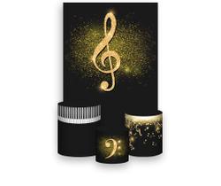 Painel De Festa Vertical 1,50 x 2,20 + Trio De Capas Cilindro - Clave de Sol Musica 036 Painel De Festa Vertical 1,50 x 2,20 + Trio De Capas Cilindro - Clave de Sol Musica 036