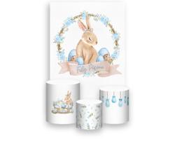 Painel De Festa Vertical 1,50 x 2,20, Trio De Capas Cilindro, Coelhinho da Páscoa Azul 030 Painel De Festa Vertical 1,50 x 2,20, Trio De Capas Cilindro, Coelhinho da Páscoa Azul 030