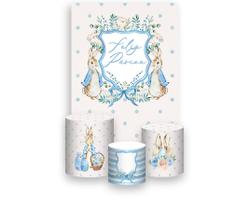 Painel De Festa Vertical 1,50 x 2,20 + Trio De Capas Cilindro - Coelhinhos da Páscoa Azul Poás 014 Painel De Festa Vertical 1,50 x 2,20 + Trio De Capas Cilindro - Coelhinhos da Páscoa Azul Poás 014