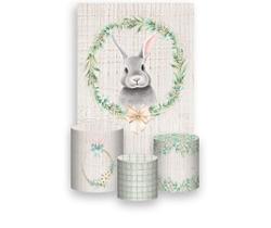 Painel De Festa Vertical 1,50 x 2,20 + Trio De Capas Cilindro - Coelho da Páscoa Floral 015 Painel De Festa Vertical 1,50 x 2,20 + Trio De Capas Cilindro - Coelho da Páscoa Floral 015