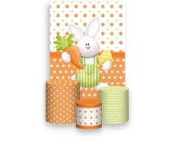 Painel De Festa Vertical 1,50 x 2,20 + Trio De Capas Cilindro - Coelho da Páscoa Verde e Laranja 010 Painel De Festa Vertical 1,50 x 2,20 + Trio De Capas Cilindro - Coelho da Páscoa Verde e Laranja 010