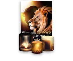 Painel De Festa Vertical 1,50 x 2,20 + Trio De Capas Cilindro - Cristo Ressuscitou como Leão 057 Painel De Festa Vertical 1,50 x 2,20 + Trio De Capas Cilindro - Cristo Ressuscitou como Leão 057