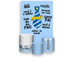Painel De Festa Vertical 1,50 x 2,20 + Trio De Capas Cilindro - Dia dos Pais Gravata Desenho 004 Painel De Festa Vertical 1,50 x 2,20 + Trio De Capas Cilindro - Dia dos Pais Gravata Desenho 004