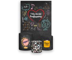 Painel De Festa Vertical 1,50 x 2,20 + Trio De Capas Cilindro - Dia dos Professores Chalkboard 061