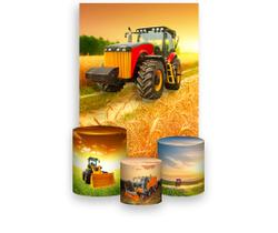 Painel De Festa Vertical 1,50 x 2,20 + Trio De Capas Cilindro - Fazenda Trator e Maquinas 011