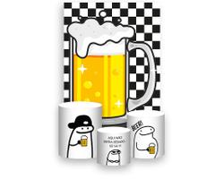 Painel De Festa Vertical 1,50 x 2,20 + Trio De Capas Cilindro - Flork Bento Cake Caneca Beer 025