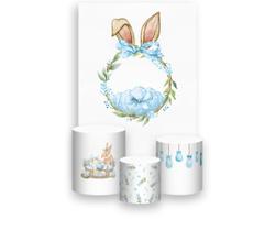 Painel De Festa Vertical 1,50 x 2,20, Trio De Capas Cilindro, Frame Orelinhas de Coelhos 029 Painel De Festa Vertical 1,50 x 2,20, Trio De Capas Cilindro, Frame Orelinhas de Coelhos 029