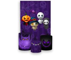 Painel De Festa Vertical 1,50 x 2,20 + Trio De Capas Cilindro - Halloween Cute Roxo Fantasminha 011 Painel De Festa Vertical 1,50 x 2,20 + Trio De Capas Cilindro - Halloween Cute Roxo Fantasminha 011