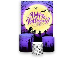 Painel De Festa Vertical 1,50 x 2,20 + Trio De Capas Cilindro - Halloween Luar no Cemitério 043 Painel De Festa Vertical 1,50 x 2,20 + Trio De Capas Cilindro - Halloween Luar no Cemitério 043