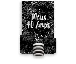 Painel De Festa Vertical 1,50 x 2,20 + Trio De Capas Cilindro - Meus 40 Anos Prateado 073 Painel De Festa Vertical 1,50 x 2,20 + Trio De Capas Cilindro - Meus 40 Anos Prateado 073