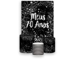 Painel De Festa Vertical 1,50 x 2,20 + Trio De Capas Cilindro - Meus 70 Anos Prateado 070