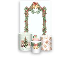 Painel De Festa Vertical 1,50 x 2,20 + Trio De Capas Cilindro - Natal Folhagens 046 - Via Cores Painel De Festa Vertical 1,50 x 2,20 + Trio De Capas Cilindro - Natal Folhagens 046 - Via Cores