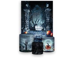 Painel De Festa Vertical 1,50 x 2,20 + Trio De Capas Cilindro - Noite de Lua Cheia Halloween 026 Painel De Festa Vertical 1,50 x 2,20 + Trio De Capas Cilindro - Noite de Lua Cheia Halloween 026