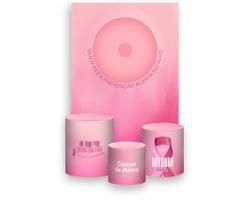 Painel De Festa Vertical 1,50 x 2,20 + Trio De Capas Cilindro - Outubro Rosa Laço Realista 011 Painel De Festa Vertical 1,50 x 2,20 + Trio De Capas Cilindro - Outubro Rosa Laço Realista 011