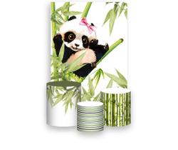 Painel De Festa Vertical 1,50 x 2,20 + Trio De Capas Cilindro - Panda Bambus Aquarela 003