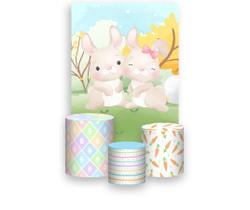 Painel De Festa Vertical 1,50 x 2,20 + Trio De Capas Cilindro - Páscoa Coelhinhos Cute 007 Painel De Festa Vertical 1,50 x 2,20 + Trio De Capas Cilindro - Páscoa Coelhinhos Cute 007
