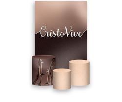 Painel De Festa Vertical 1,50 x 2,20 + Trio De Capas Cilindro - Páscoa Cristã Cristo Vive 023