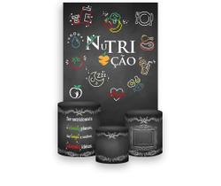 Painel De Festa Vertical 1,50 x 2,20 + Trio De Capas Cilindro - Profissão Nutrição Chalkboard 029 Painel De Festa Vertical 1,50 x 2,20 + Trio De Capas Cilindro - Profissão Nutrição Chalkboard 029