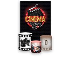 Painel De Festa Vertical 1,50 x 2,20 + Trio De Capas Cilindro - Sala de Cinema 002 Painel De Festa Vertical 1,50 x 2,20 + Trio De Capas Cilindro - Sala de Cinema 002