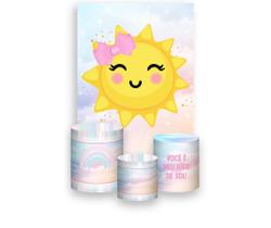 Painel De Festa Vertical 1,50 x 2,20 + Trio De Capas Cilindro - Solzinho Sunshine Color Candy 004 Painel De Festa Vertical 1,50 x 2,20 + Trio De Capas Cilindro - Solzinho Sunshine Color Candy 004