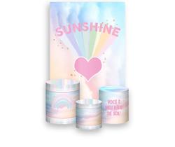 Painel De Festa Vertical 1,50 x 2,20 + Trio De Capas Cilindro - Solzinho Sunshine Color Candy 039