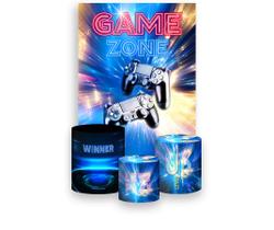 Painel De Festa Vertical 1,50 x 2,20 + Trio De Capas Cilindro - Video Game Estrelas 003 Painel De Festa Vertical 1,50 x 2,20 + Trio De Capas Cilindro - Video Game Estrelas 003