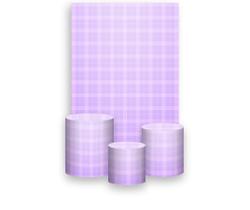 Painel De Festa Vertical 1,50 x 2,20 + Trio De Capas Cilindro - Xadrez Degradê Lilás 026 Painel De Festa Vertical 1,50 x 2,20 + Trio De Capas Cilindro - Xadrez Degradê Lilás 026