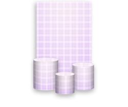 Painel De Festa Vertical 1,50 x 2,20 + Trio De Capas Cilindro - Xadrez Degradê Lilás Suave 027 Painel De Festa Vertical 1,50 x 2,20 + Trio De Capas Cilindro - Xadrez Degradê Lilás Suave 027