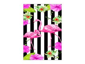 Painel De Festa Vertical 1,50 x 2,20 - Tropical Flamingos Listras e Flores 001